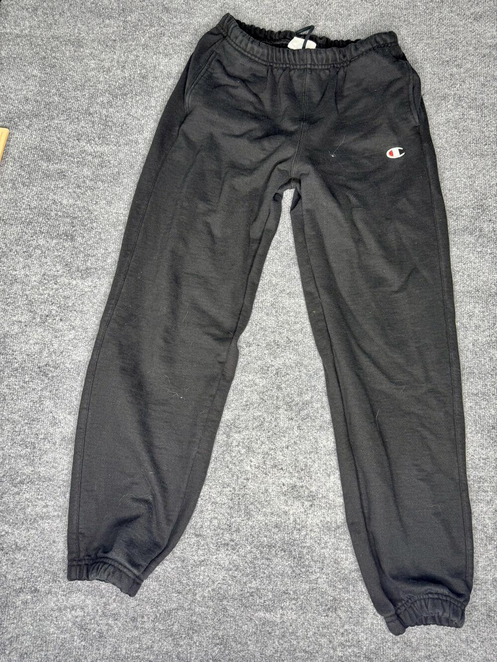 Champion Sweatpants women Medium Black Reverse Weave Fleece Joggers Elastic Cuff